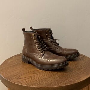 Perry Ellis Rich Brown Lace-Up Men's Boots